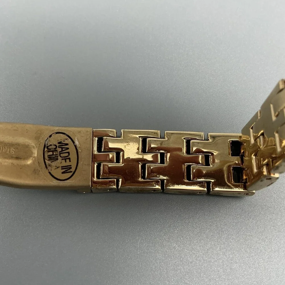 Peugeot Womens Watch 24mm White Dial Gold Tone Crystals Bracelet New Battery 6